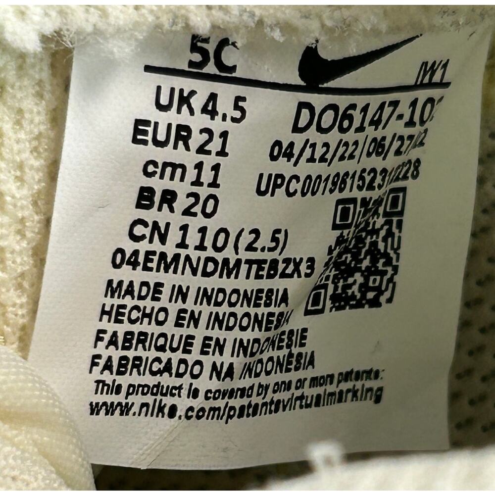 Nike Air Force 1 Low Toddler Shoes Size 5C Sail Cream Multi Swoosh Hook & Loop - Picture 7 of 7